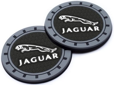NEW! Jaguar Logo Car Cup Holder Silicone Rubber Coasters - 2 Piece Set