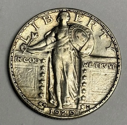 VF 1929-D Standing Liberty Quarter, 25c U.S. Type Silver Coin Very Fine