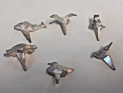 6 Reed Barton Birthday Cake Candle Holders Nautical Silver Plate Turtle Fish etc