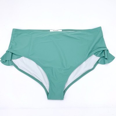 K. Jordan High Waist Ruffle Teal Bikini Swim BOTTOM Women s Plus Size 1X NEW!