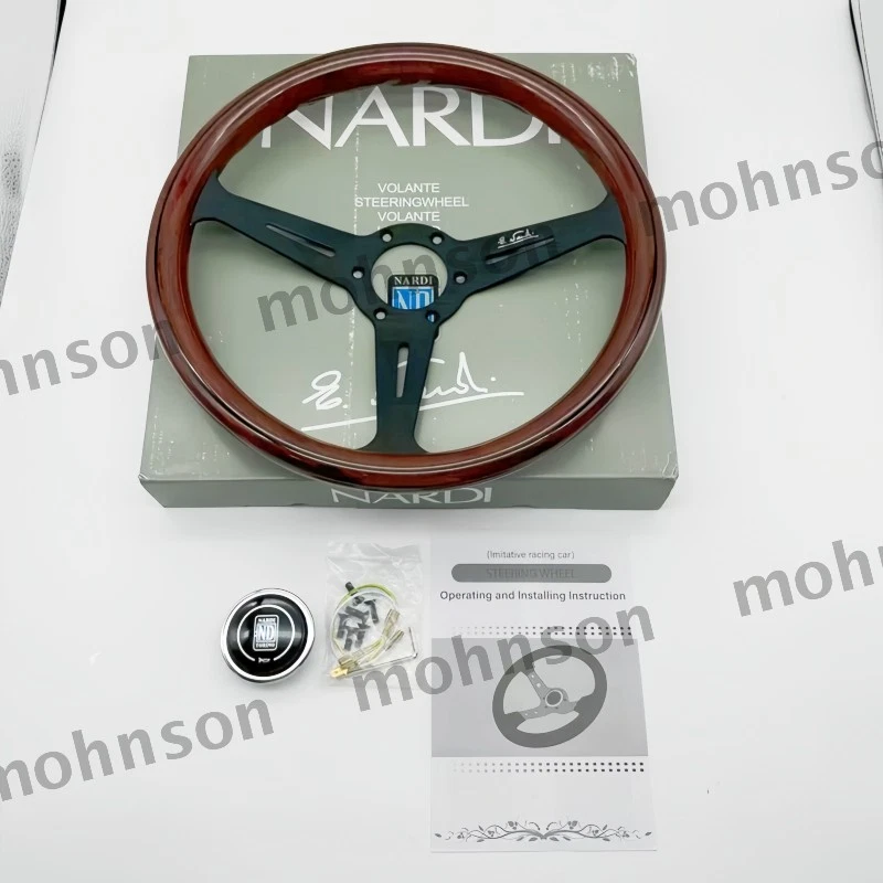 NARDI ND Classic 360mm Steering Wheel Mahogany Wood with Black Spokes Brand New Foto 3 de 4