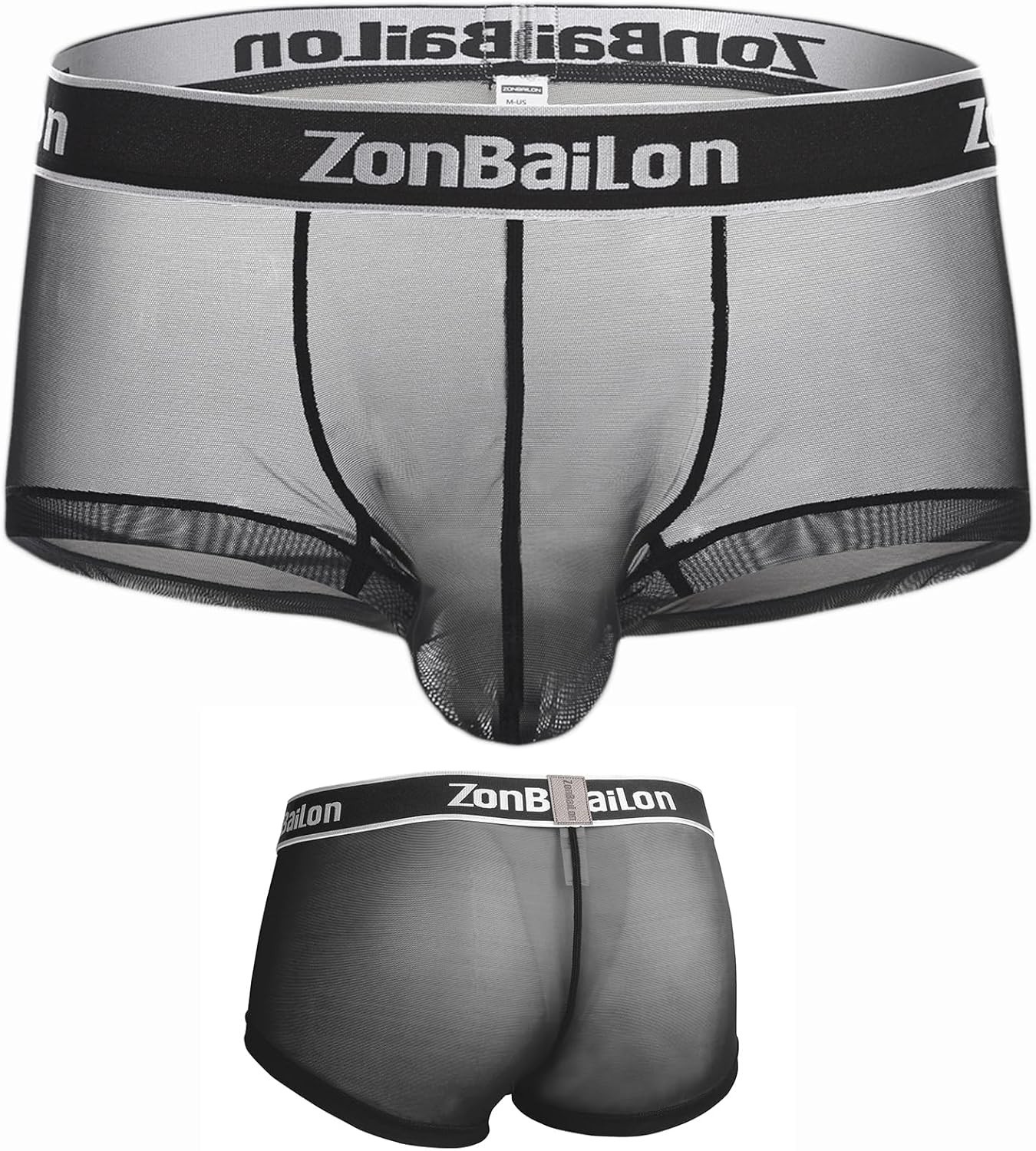Calzoncillos boxer Zonbailon para hombre bolsa transpirable de malla transparente - 3XL negros