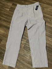 Ralph Lauren CHAPS Seersucker Preppy Dress Pant Blue Pinstripe Men Size 34X32