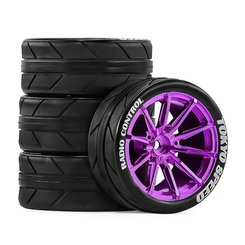 Rc 1/10 Alloy Wheels Tires Set for Tamiya tt02 tt01e Hpi Rs4