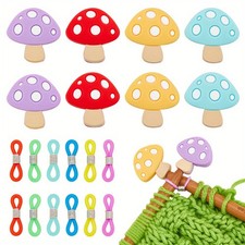 1box 48pcs Mushroom Silicone Knitting Needle Stoppers Knitting Needle