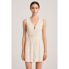 Q&A Women's V-Neck Floral Fit & Flare Dress Crochet Detail Size L -NWT