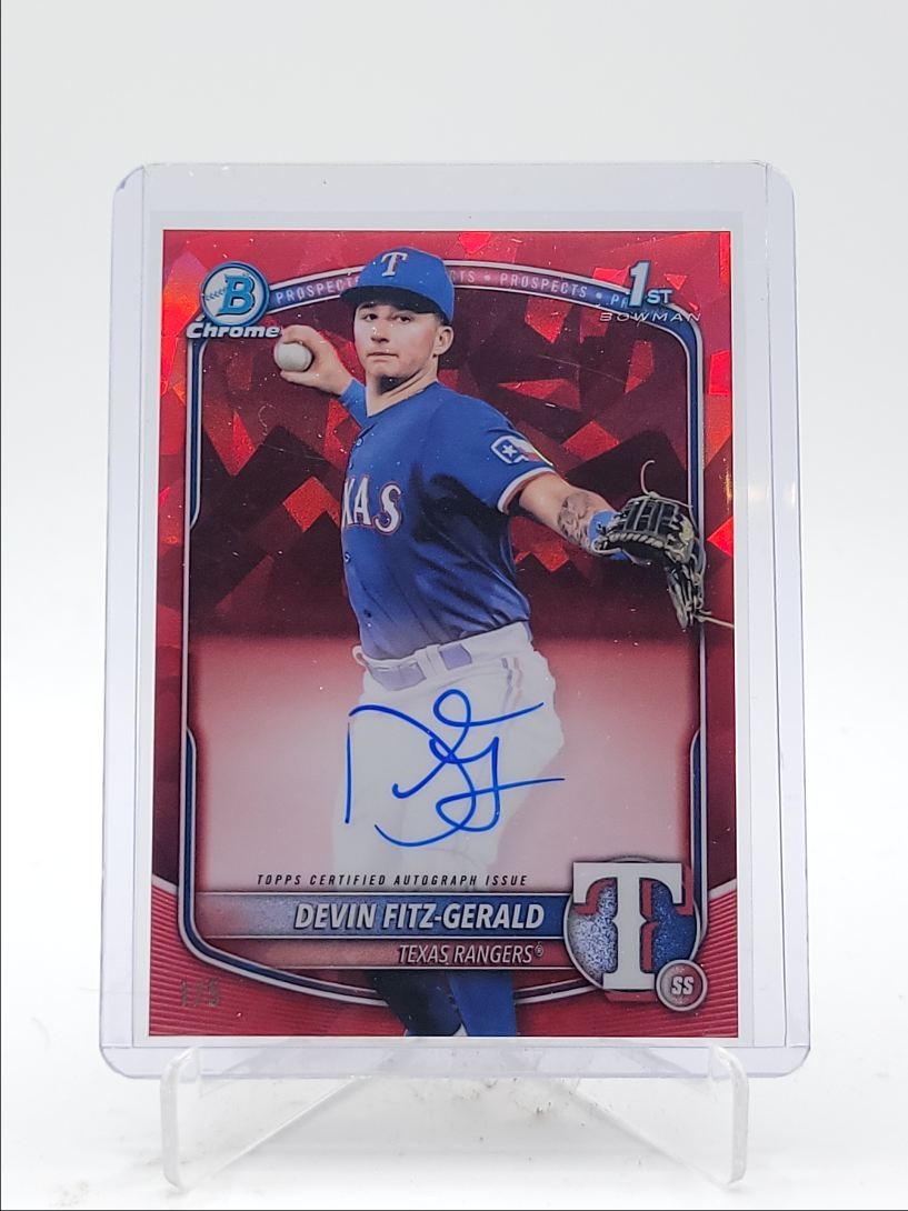 DEVIN FITZ-GERALD 2025 BOWMAN CHROME 1ST SAPPHIRE RED AUTO 1/5 Q5393