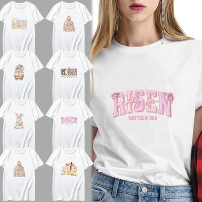 Religiös Ostern Print Unisex Kurzarm Uni T-Shirt XXS - 5XL Kurzarm Tops