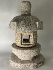 Zen Small Misaki Stone Lantern Beige Granite Japanese Garden Ornament Statue