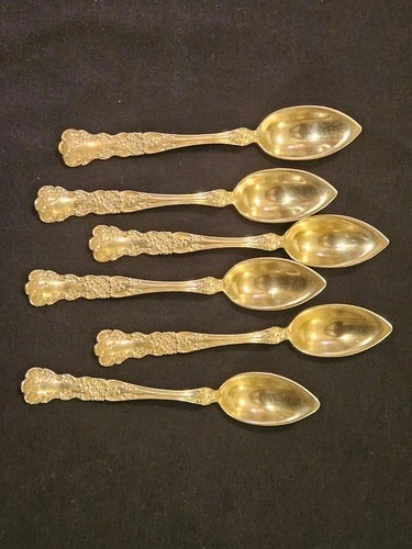 Antique Gorham Sterling Citrus Spoons, Buttercup Pattern, Patent 1888 — Set of