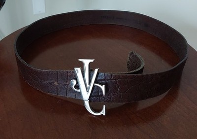 Versace Jeans Couture Belt Silver Logo & Brown Leather 