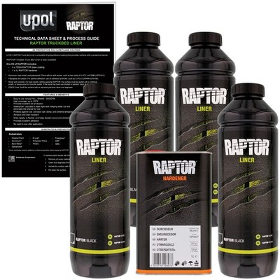 U-POL Raptor Black Urethane Spray-On Truck Bed Liner & Texture Coating, 4 Quarts