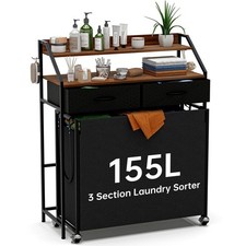 Laundry Sorter with 3 Section Pull Out Bags Rolling Laundry Basket Organizer ...