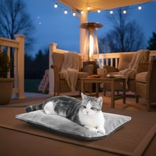 Cozy Outdoor Heating Pet Bed - Auto Temperature Control for Dogs  Cats, M 16x12