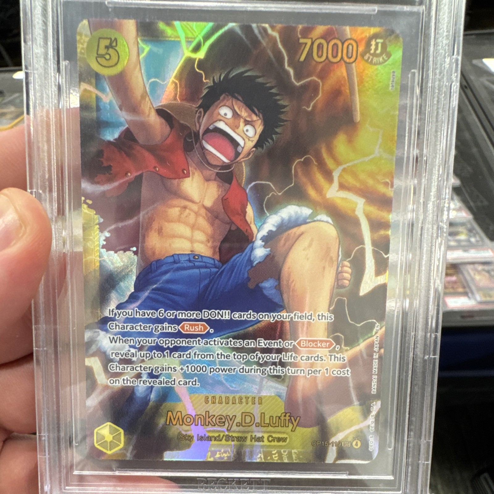 Monkey.D.Luffy (OP15-119) Adventure on Kami's Island Foil BGS 10 Black Label view 3