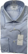 T.M. Lewin Super Fitted Shirt 16/36 BNWT Blue Extra Fine Stripe John Francomb
