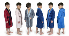 Kids 100% Terry Shawl Collar Robe Cotton Bathrobe for Girls Boys Sleepwear
