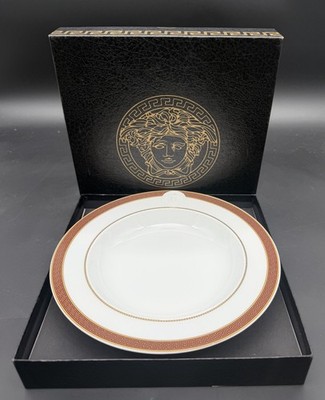 Rosenthal Versace Medusa Medaillon Meandre Marron Rim Soup Bowl 8-7/8'' in Box