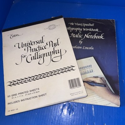 Vtg 1980 s Hunt/Speedball Calligraphy Workbook And Eaton Practice Pad! Read
