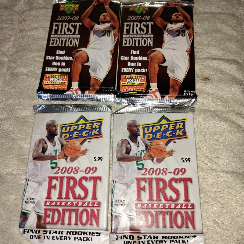 2007-08 Upper Deck Basketball Pack Lot Of 4 Sealed Packs 2008-09 First Edition 