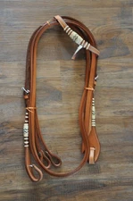 Horse Show Bridle Western Leather  Rawhide Headstall One Ear with 88" Reins