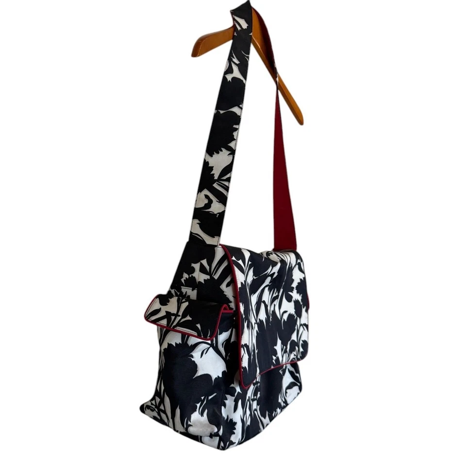 OiOi Australian Diaper Bag Mom Women Baby One Size Black Floral Canvas Messenger - Image 3 of 4
