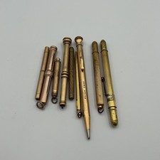 Vintage Antique Gold Tone Filled Plated Pens Pencils Writing Tools Lot of 9