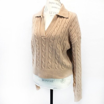 Aritzia Sunday Best wool blend cable polo collar cropped sweater Small