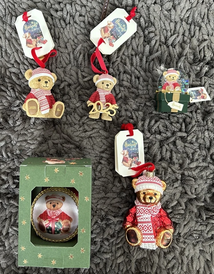 Harrods Resina Alfie Bear 2025-Alfie Bauble 2025-Alfie Globo de Nieve Nuevo con Etiquetas