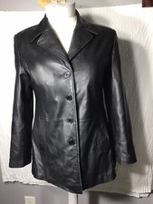 Outbrook Leather Jacket Genuine Quality Black Leather. Coat Length Jacket Sz L.