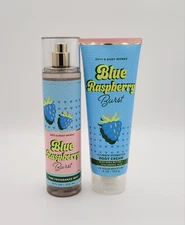 Bath & Body Works Blue Raspberry Burst Body Mist & Body Cream 8 oz Gift Set of 2