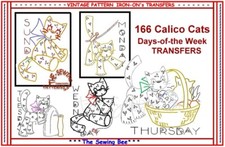 Calico Cats Kittens embroidery Tea Towels transfer pattern IRON-ON No. 166 DOW