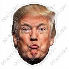 Laminated Vinyl Decal Die Cut Sticker - Pucker Face President Trump, Made in USA