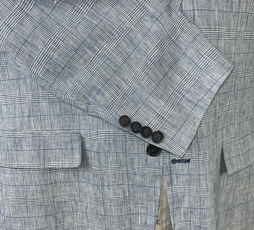 Abrigo deportivo Jones New York azul claro a cuadros lino/algodón, talla 42 Reg - Imagen 4 de 12