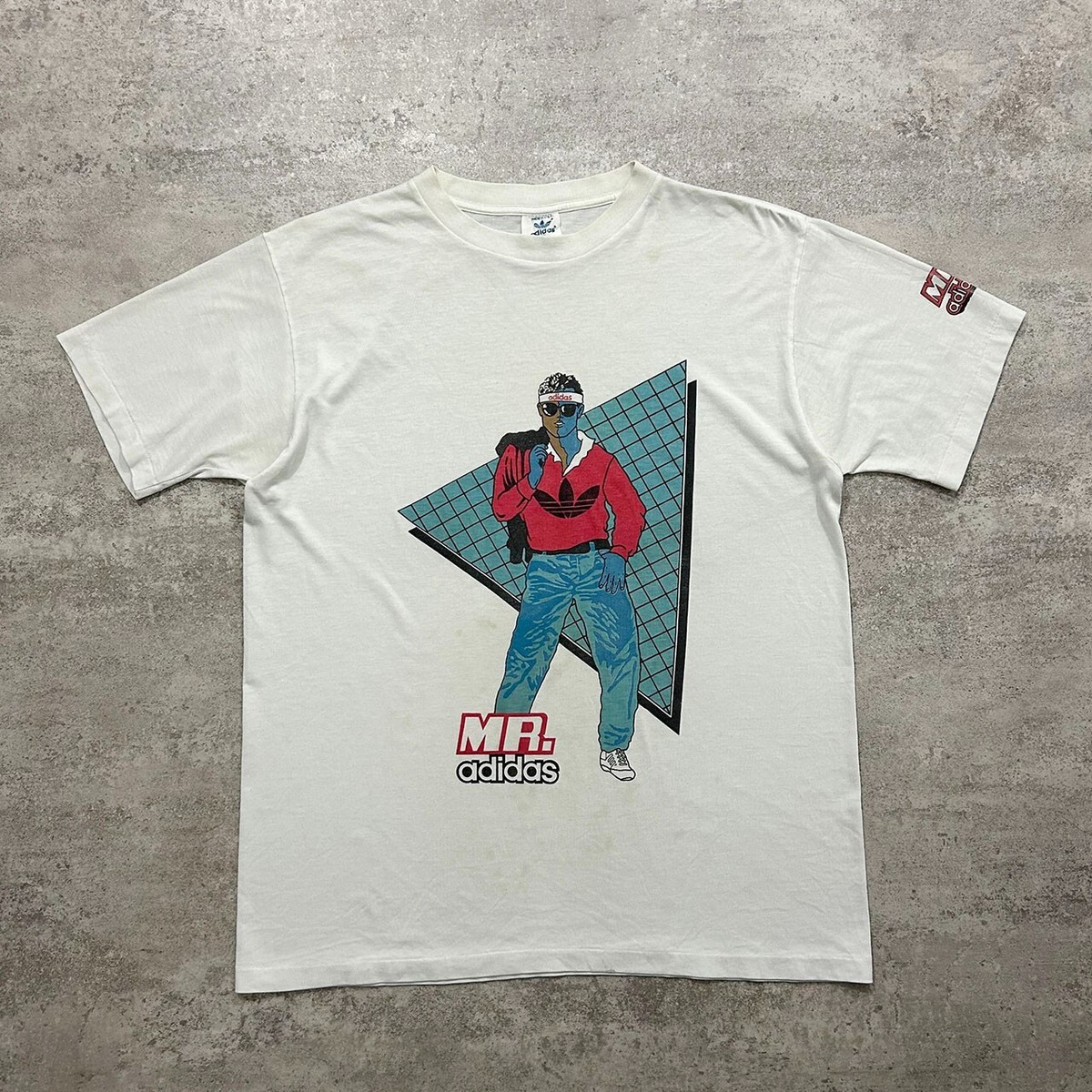 VTG 80s MR.ADIDAS JIM McMAHON T-SHIRT SIZE L MADE IN USA WHITE | eBay