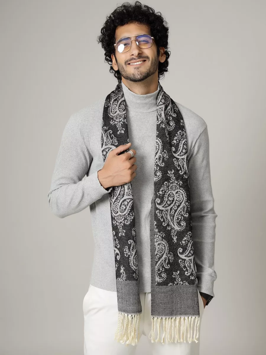 Mens cashmere scarf, Gray-Black