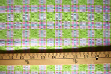GREEN WHITE PINK BLUE SEERSUCKER PLAID COTTON POLYESTER FABRIC 2.8 YARDS