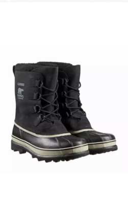 Sorel Men's Black, Dark Stone Caribou WP Waterproof Insulated Snow
