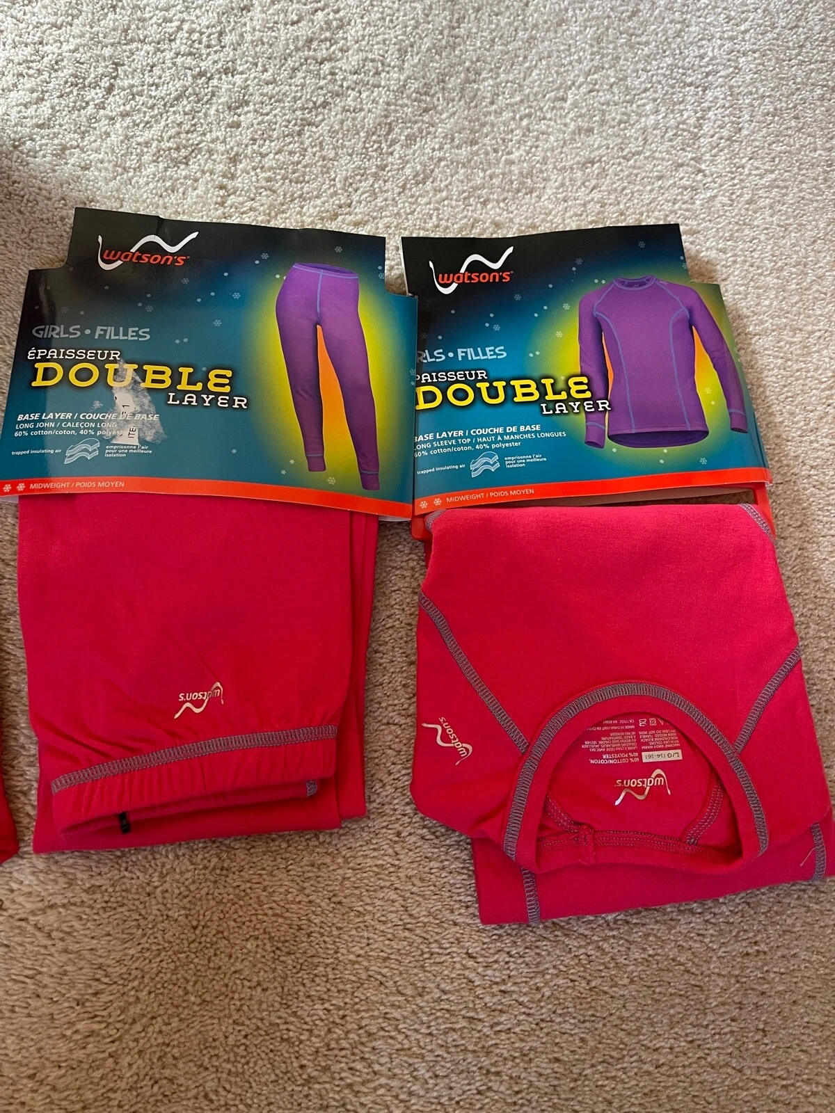 Watson's Performance Base Layer Girl's Shirt Large Fuchsia Medium Pants