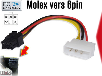 Cable d'Alimentation Carte Graphique convertisseur MOLEX 4 PIN vers 6 PIN  PCI-E | eBay