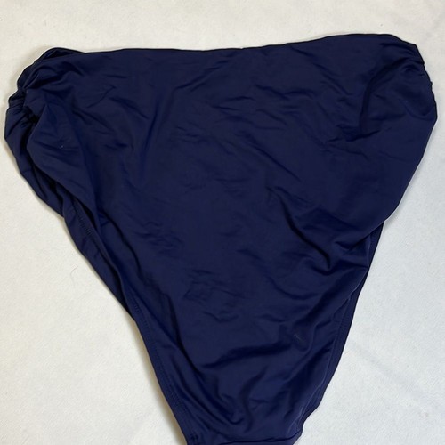 Anne Cole Bikini Bottom Women's Size 16W Navy Blue Shirred Sides High-Waist NWT - Picture 4 of 6