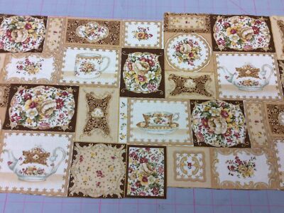 Woodrow Studio - Lady Carlyle - beige braune Quadrate - 100% Baumwolle