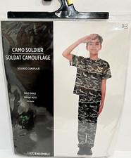 Camo Army Soldier Costume Halloween Military Camouflage Child Sm 4-6 Unisex New