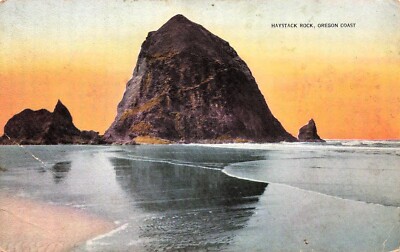 Haystack Rock Oregon Yellowstone Line Train Railroad Advertising Vtg Postcard G9