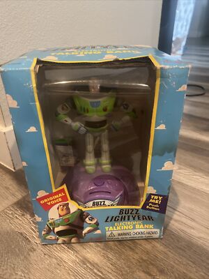 1995 VINTAGE TOY STORY BUZZ LIGHTYEAR ELECTRONIC TALKING BANK NEW