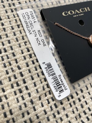 NWT COACH OPEN CIRCLE STONE STRAND NECKLACE F54514 ROSE GOLD