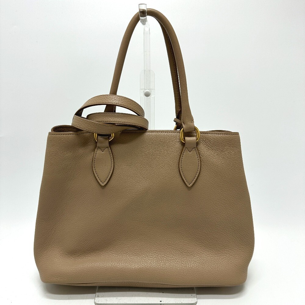 PRADA 1BA058 logo 2WAY Hand Bag Leather Beige | eBay