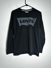 LEVI'S GRAY BATWING LOGO LONG SLEEVE T-SHIRT YOUTH KIDS SIZE 16 COTTON BLACK