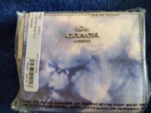 NEW Coach Snap Wallet With Tie Dye Print Sv/Purple/Pink Multi Style C4532