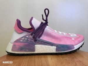 pink glow human race on feet
